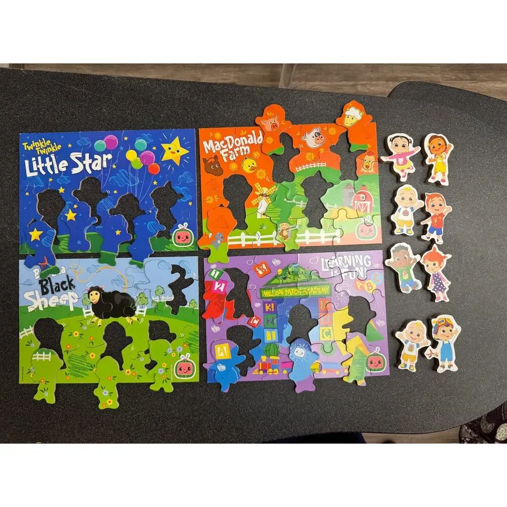 Cocomelon Set of 4 Puzzles by Moonbug Wooden Jigsaw Pre-school Age